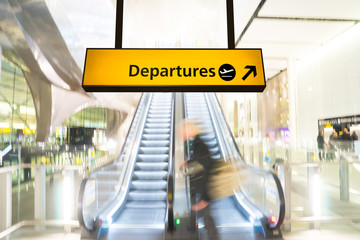 Flight, arrival and departure board at the airport
