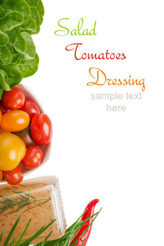 Ernährung, Salat und Dressing, Grüner Salat, Tomaten