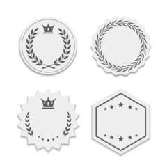Vector white paper labels with wreaths and crowns