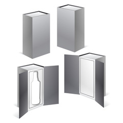 packing box bottle set icons vector isolated white background