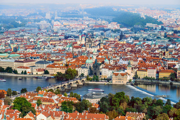 Naklejka na ściany i meble An aerial view over Prague