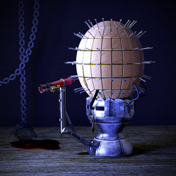 Horror food. Genetically modified, GMO. Hellraiser egg.