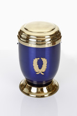 Bestattungsurne, blau, goldenen Urne aus Metall