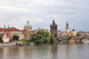 Fototapeta na wymiar Charles Bridge over the Vltava River. Prague, Czech Republic..