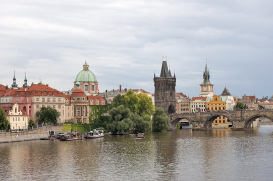 Charles Bridge over the Vltava River. Prague, Czech Republic..