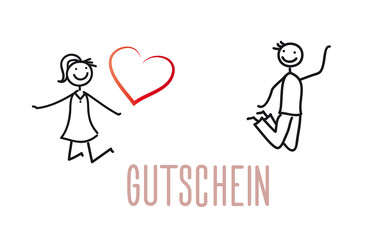 Gutschein - Paar springt mit Herz