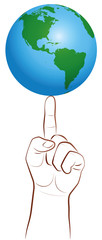 Global Player Finger Planet Earth