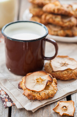 Apple Oat Cookies with a Mug of Milk