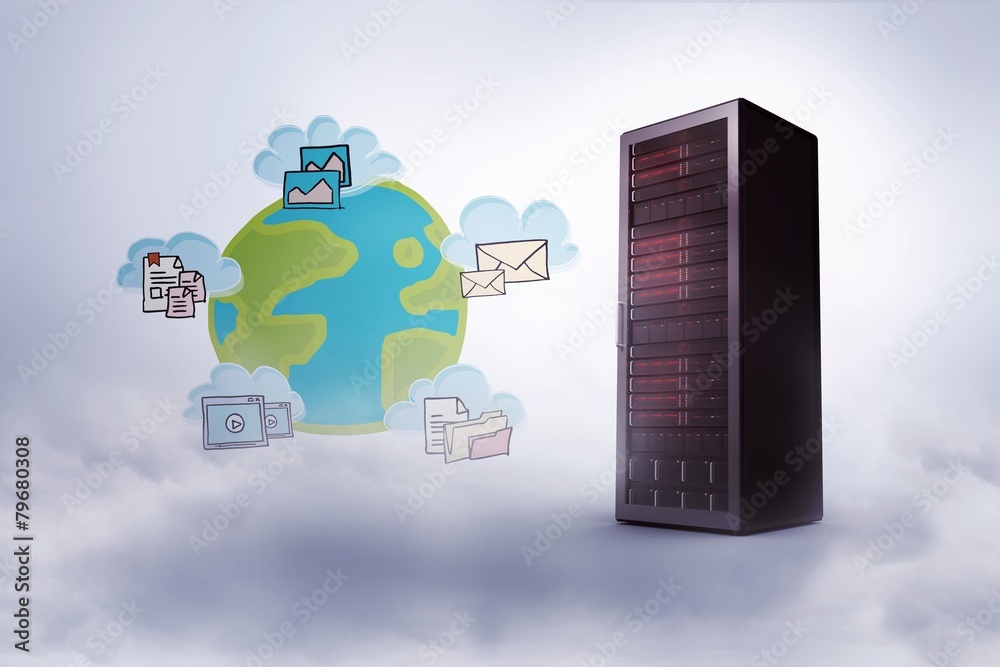 Aufkleber composite image of cloud computing doodle