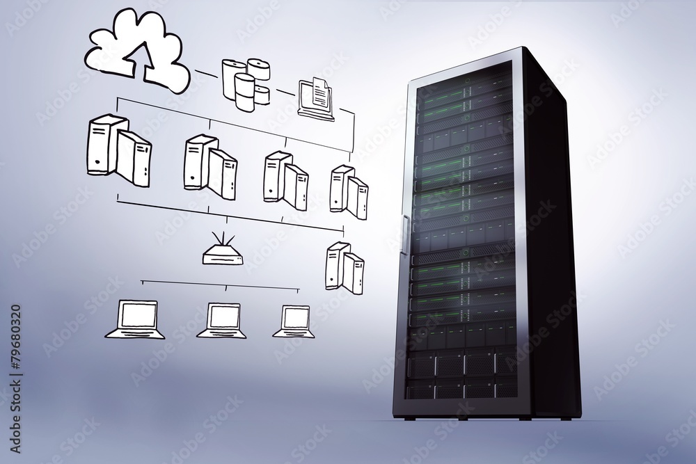 Poster Composite image of cloud computing doodle