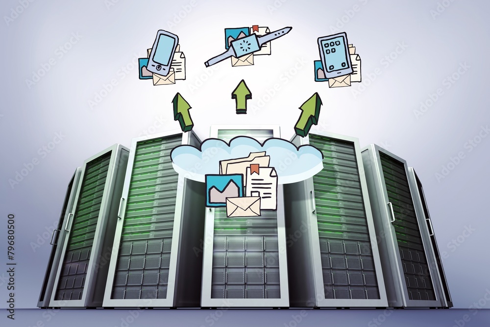 Poster Composite image of cloud computing doodle