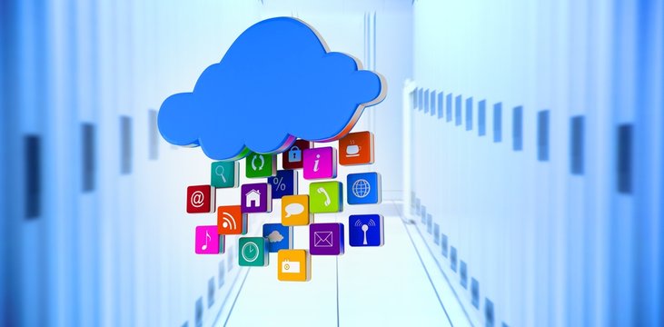 Composite image of cloud with apps