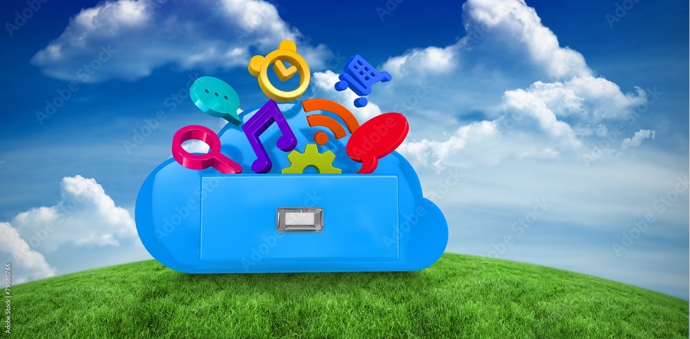 Poster Composite image of cloud computing drawer