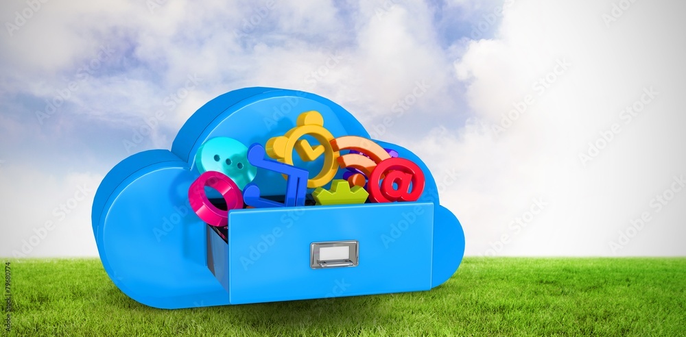 Poster Composite image of cloud computing drawer