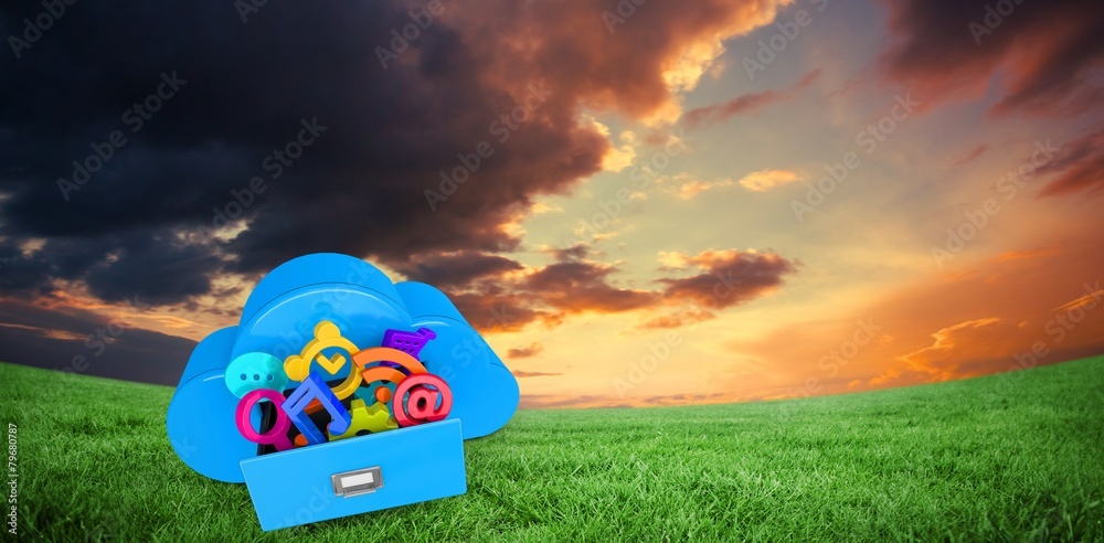 Poster Composite image of cloud computing drawer