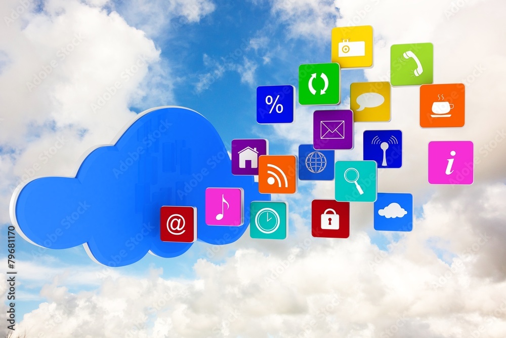 Poster composite image of cloud with apps