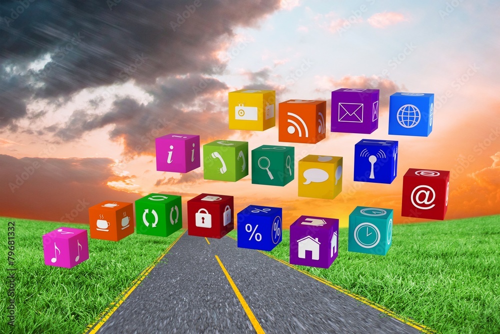 Poster Composite image of app cubes