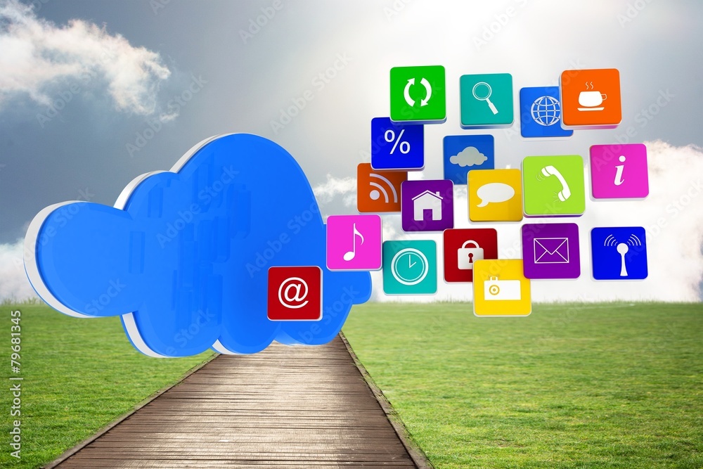 Poster Composite image of cloud with apps