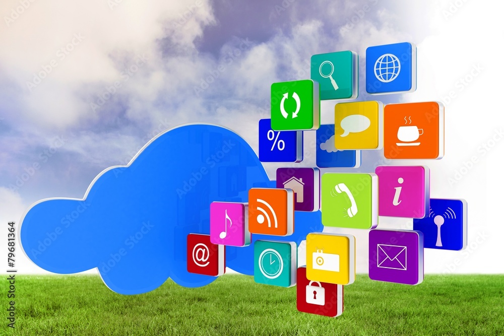 Poster Composite image of cloud with apps