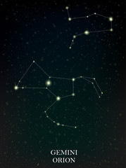 Gemini and Orion constellation