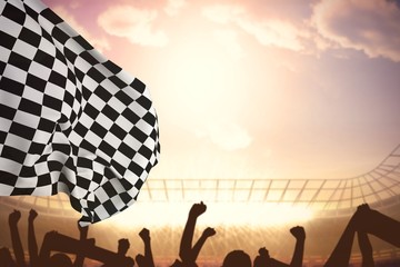 Composite image of checkered flag