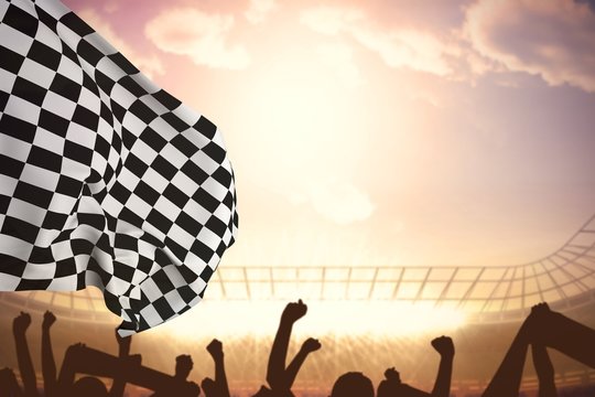 Composite image of checkered flag - Powered by Adobe