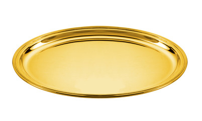 oval golden plate isoled on white
