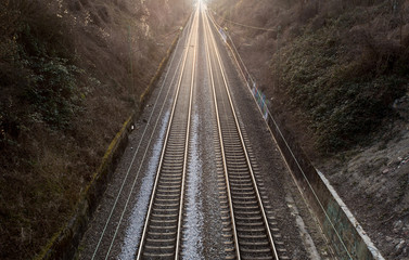 Obraz premium two train track rails