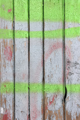 Colored wood wall. The shabby wood wall stained with white and green paints. 