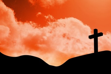 Composite image of wooden cross