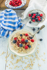 Oatmeal porridge with fresh berries