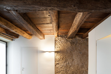 Architecture, hall of a rustic loft