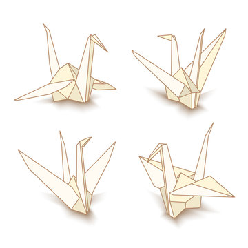 Vector Isolated Origami Paper Cranes