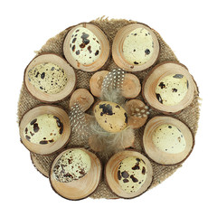 Obraz premium quail eggs in a wooden background