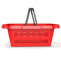 3d red empty shopping basket