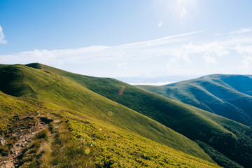 Green mountains. Mountain travel