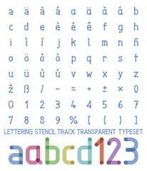 lettering stencil track transparent typeset
