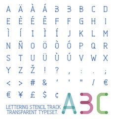 lettering stencil track transparent typeset