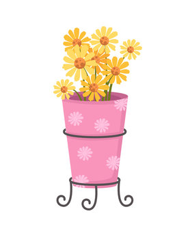 cute dazy flowers in the pink vase
