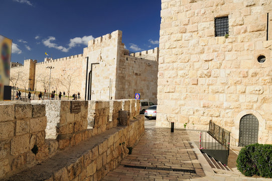 Square in front of  Jaffa gate of Jerusalem old city.