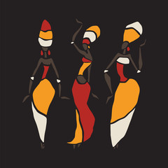 Obraz premium African dancers silhouette set.