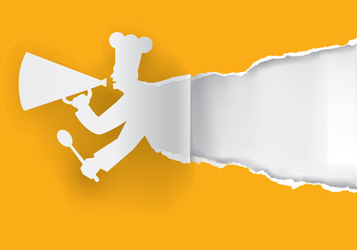 Paper Chef with megaphone