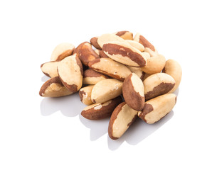 Brazil nuts over white background