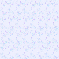 Fototapeta na wymiar Swirl Floral Seamless Pattern-Violet and Blue