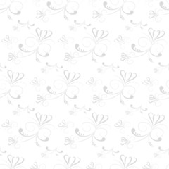 Swirl Floral Seamless Pattern-Grey and White