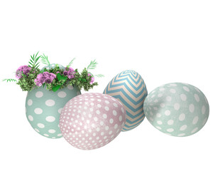 Background with easter eggs isolated on white