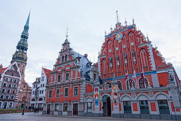 Fototapeta premium St.Peter Church and House of the Blackheads. Riga, Latvia