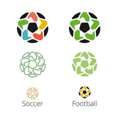 Logo with a soccer ball with hands like a star - 79688902
