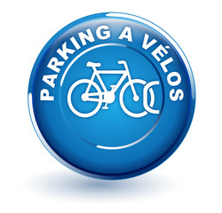 parking à vélos sur bouton bleu