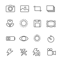 Fototapeta na wymiar Photography icons on white background
